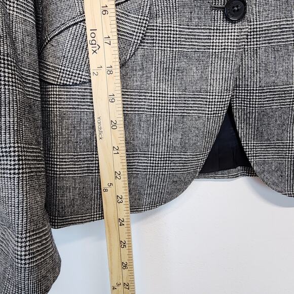 Hackett London Check Blazer Lady Jacket Size S Grey Wool Cashmere Office Chic - Picture 14 of 16